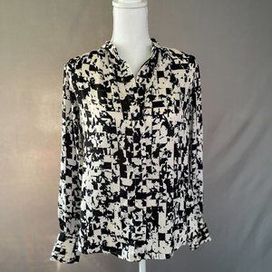 Prologue black and cream abstract print blouse - size S